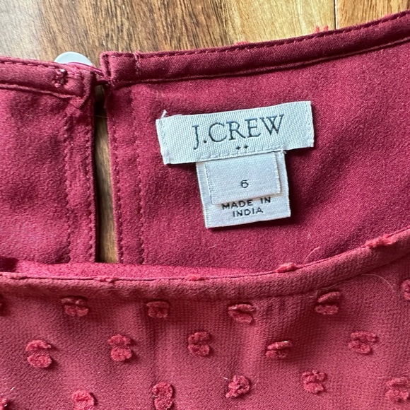 J. Crew Burgundy Long Sleeve Ruffle Oversized Blouse size 6 - Picture 3 of 7